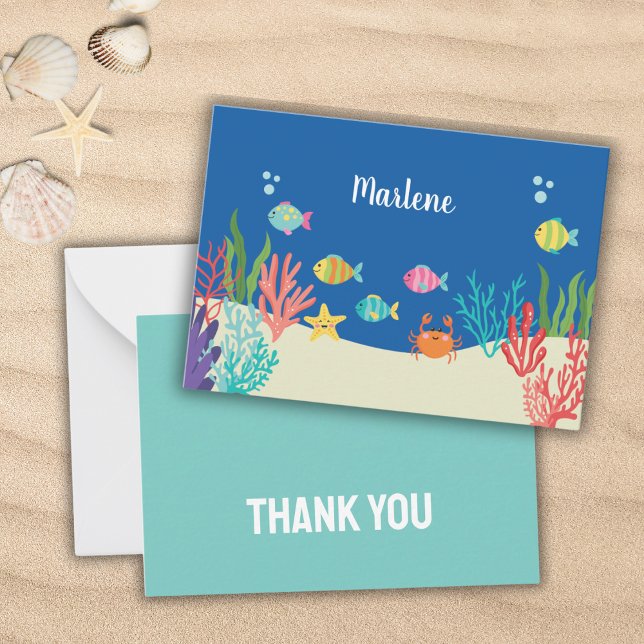 Carte De Correspondance Baby shower d'animaux marins merci (Créateur téléchargé)