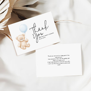 Carte De Correspondance Baby shower de l'ours moderne Teddy Budget Merci
