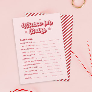 Carte De Correspondance Baby shower de Noël rose Voeux pour bébé