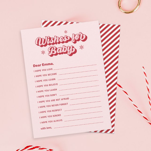 Carte De Correspondance Baby shower de Noël rose Voeux pour bébé (Créateur téléchargé)