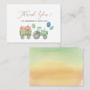 Carte De Correspondance Baby shower de tracteur Citrouille élégant aquarel