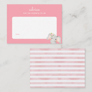 Carte De Correspondance Baby shower d'éléphant rose bébé Conseil parental