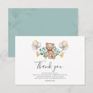Carte De Correspondance Baby shower d'ours Ballons Merci