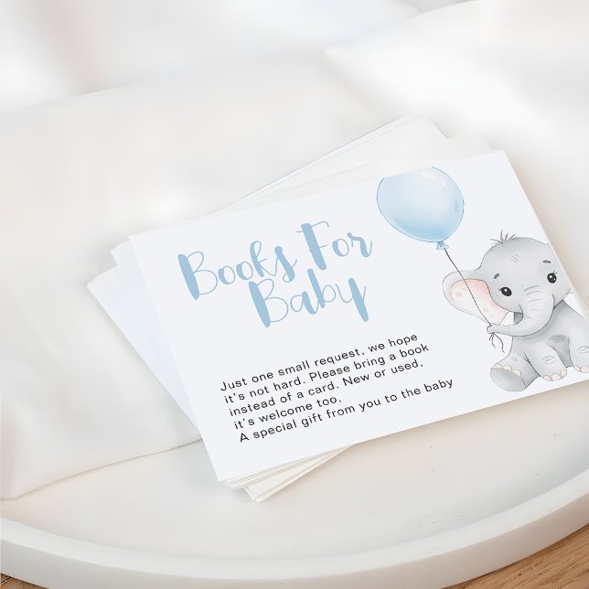 Carte De Correspondance Baby shower Eléphant Bleu Doux Demande (Créateur téléchargé)