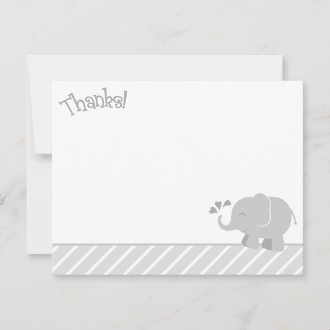 Carte De Correspondance Baby-Shower Éléphant Gris Moderne (Devant)