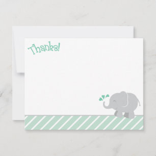 Carte De Correspondance Baby Shower Éléphant Gris Moderne Menthe