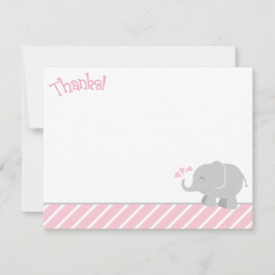 Carte De Correspondance Baby Shower éléphant gris rose moderne