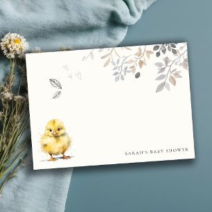 Carte De Correspondance Baby-Shower Fleur Aquarelle Ferme Mignonne Poussin