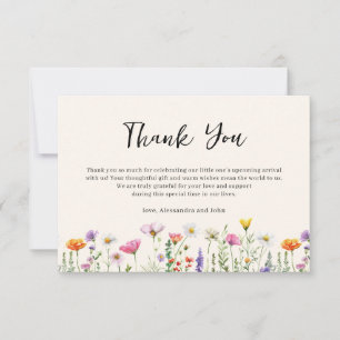 Carte De Correspondance Baby shower Fleur sauvage floral non sexiste