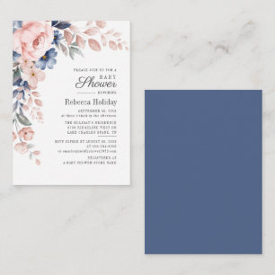 Carte De Correspondance Baby shower Floral rose Fleur moderne