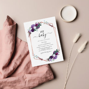 Carte De Correspondance Baby shower géométrique Rose Floral violet