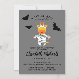 Carte De Correspondance Baby shower   Giraffe momie d'Halloween mignonne