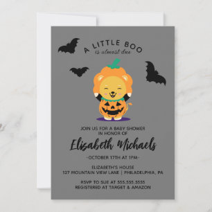 Carte De Correspondance Baby shower Halloween Cute Lil' Citrouille