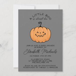 Carte De Correspondance Baby shower Halloween Lil' Boo Citrouille
