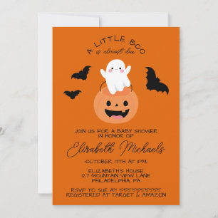 Carte De Correspondance Baby shower   Halloween Lil' Boo Ghost