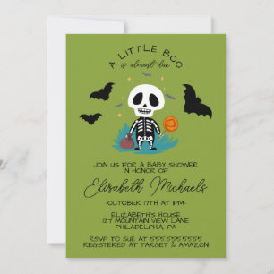 Carte De Correspondance Baby shower   Halloween Lil' Boo Skeleton