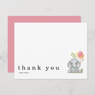Carte De Correspondance Baby shower Merci Nom Elephant Note Card