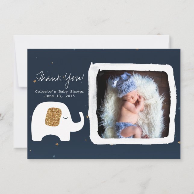 Carte De Correspondance Baby shower photo Twinkle Little Star Merci (Devant)