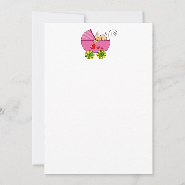 Carte De Correspondance Baby shower pour jumeaux (filles jumelles) (Devant)