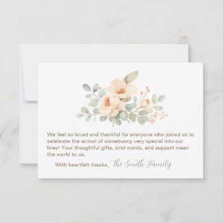 Carte De Correspondance Baby Shower Thank You Cards Watercolor Flowers