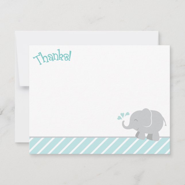 Carte De Correspondance Baignée de bébé éléphant gris aqua moderne (Devant)