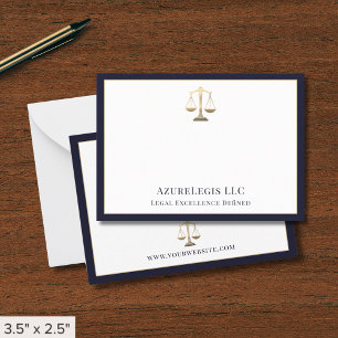 Carte De Correspondance Balances en or bleu de la Marine de la Justice
