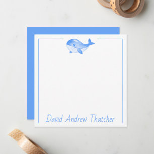 Carte De Correspondance Baleine bleue mignonne personnalisée