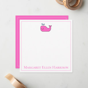 Carte De Correspondance Baleine rose et blanche personnalisée de style nav