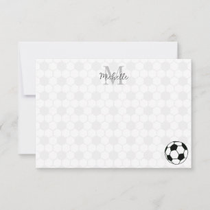 Carte De Correspondance Balles de Football Noir et Blanc Monogramme Person