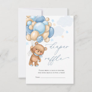 Carte De Correspondance Balloons Baby shower Lisse Teddy Bear Raffin