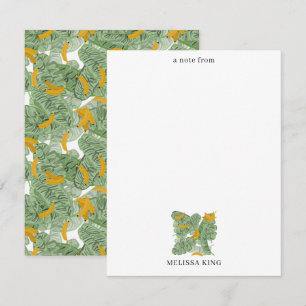 Carte De Correspondance Banane tropicale moderne vert Nom personnalisé