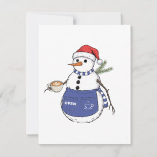 Carte De Correspondance Barista Bonhomme de Neige Noël 2026 Café de Fêtes