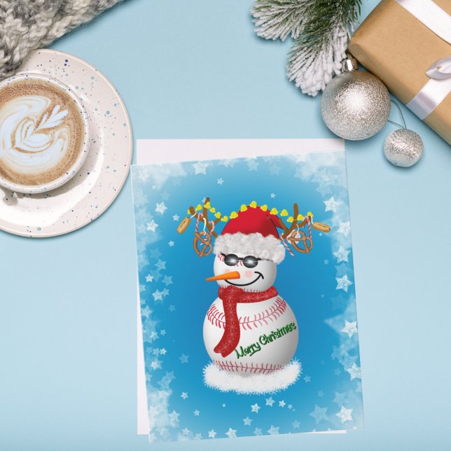Carte De Correspondance Baseball Snowman Décoré De Snacks Populaires (Créateur téléchargé)