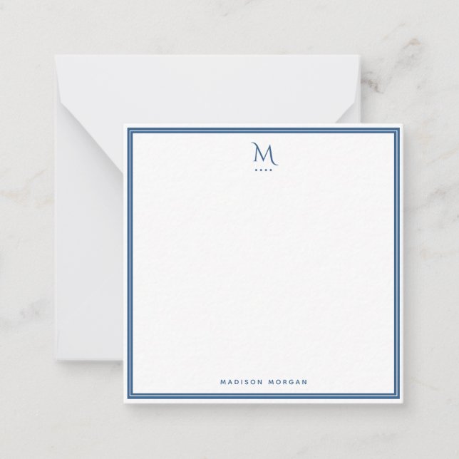 Carte De Correspondance Basic Monogram Navy Blue Border Personalized  (Devant)
