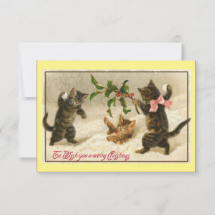 Carte De Correspondance Bataille de neige pour les chats Vintages