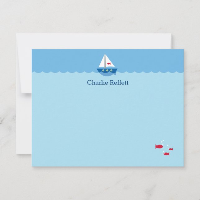 Carte De Correspondance Bateau à voile mignon pour enfants (Devant)