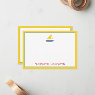 Carte De Correspondance Bateau à voile personnalisé mignon et simple