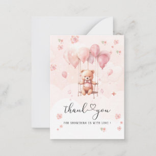 Carte De Correspondance Bearly Wait Pink Flowers Aquarelle baby shower th