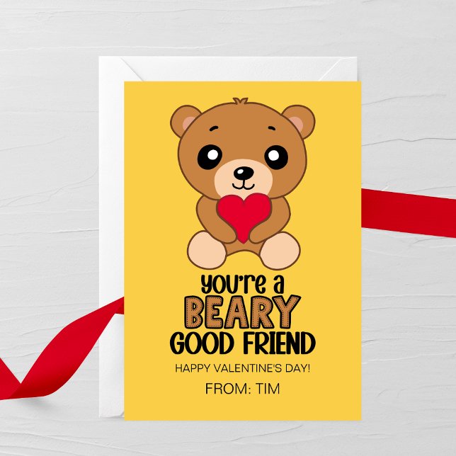 Carte De Correspondance Beary Good Friend Kids Valentine Card (Créateur téléchargé)