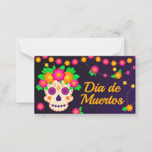 Carte De Correspondance Beau crâne avec Fleurs Día de los Muertos