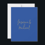 Carte De Correspondance Beaux Noms De Couple Calligraphie Chic Bleu & Or<br><div class="desc">Vous pouvez facilement changer les polices,  l'image de fond et la couleur,  les caractères de lettre.</div>