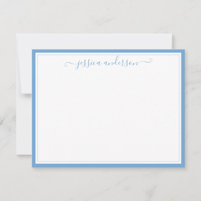Carte De Correspondance Bébé clair Bleu Élégant Design Preppy Girly Script (Devant)