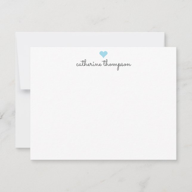 Carte De Correspondance Bébé clair Coeur bleu Feminine Script Girly Stripe (Devant)