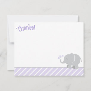 Carte De Correspondance Bébé éléphant gris pourpre moderne Shower