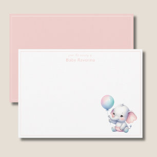 Carte De Correspondance Bébé éléphant mignon Remerciement pour la nurserie