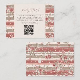 Carte De Correspondance Bébé Fille Rose Poussiéreuse Code QR RSVP