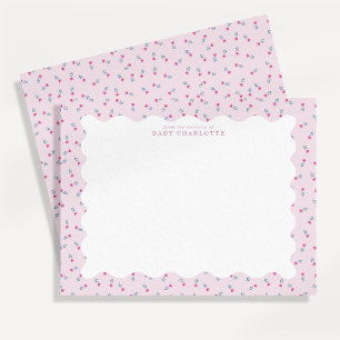 Carte de correspondance bébé fleurs rose pastel on