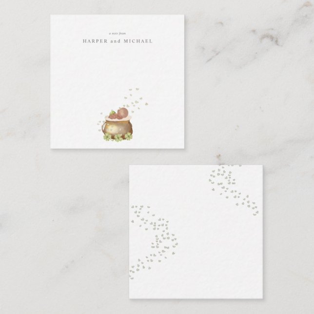 Carte De Correspondance Bébé jour de la Saint-Patrick aquarelle (Devant / Derrière)