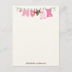 Carte De Correspondance Bébé ligne de linge fille Baby shower Merci