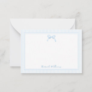 Carte De Correspondance Bébé mignon Bleu Bow et des bandes frontière